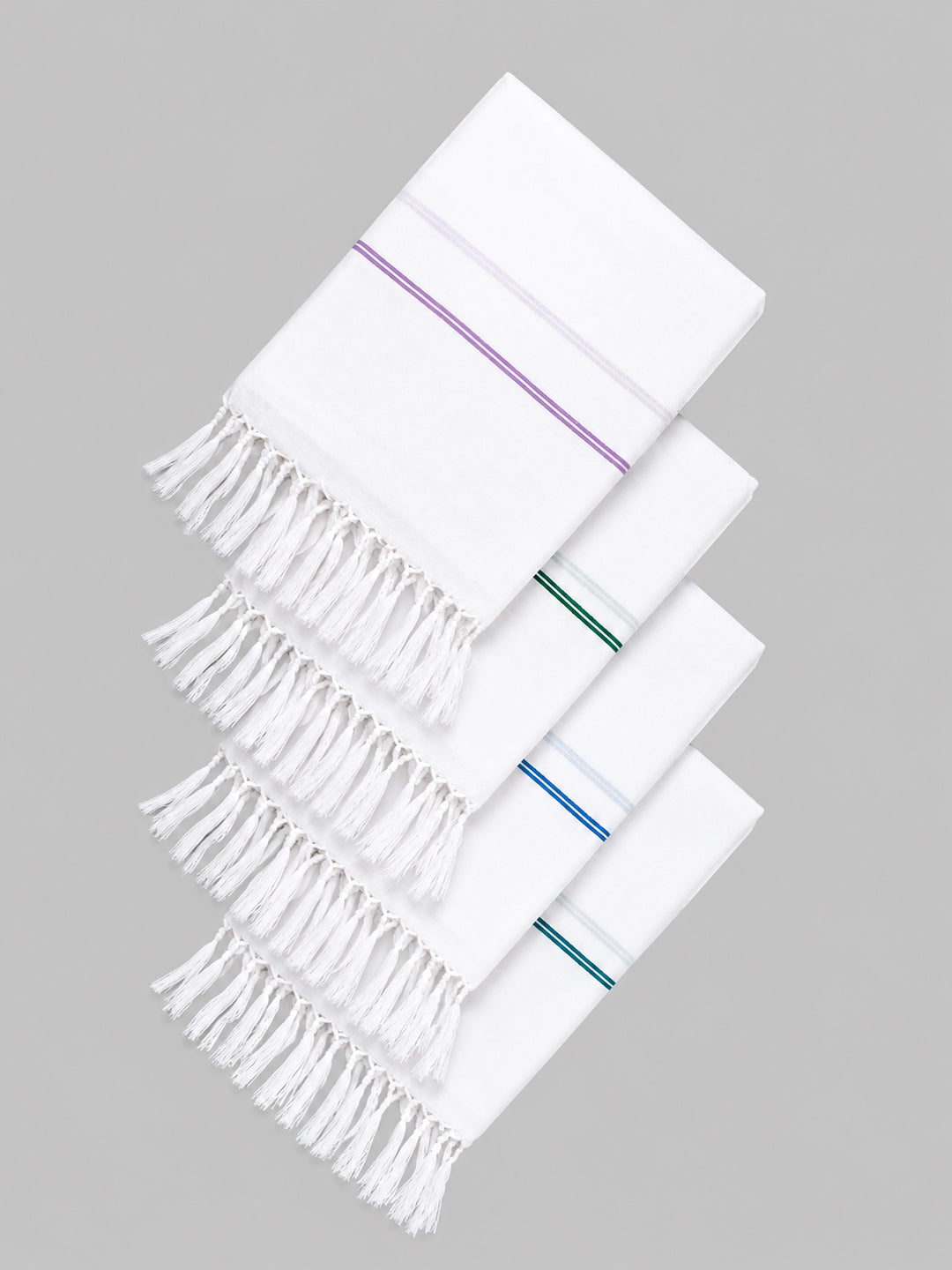 Super Fine Cotton White with Assorted Colour Border Bath Towel | 0.75m x 1.85m