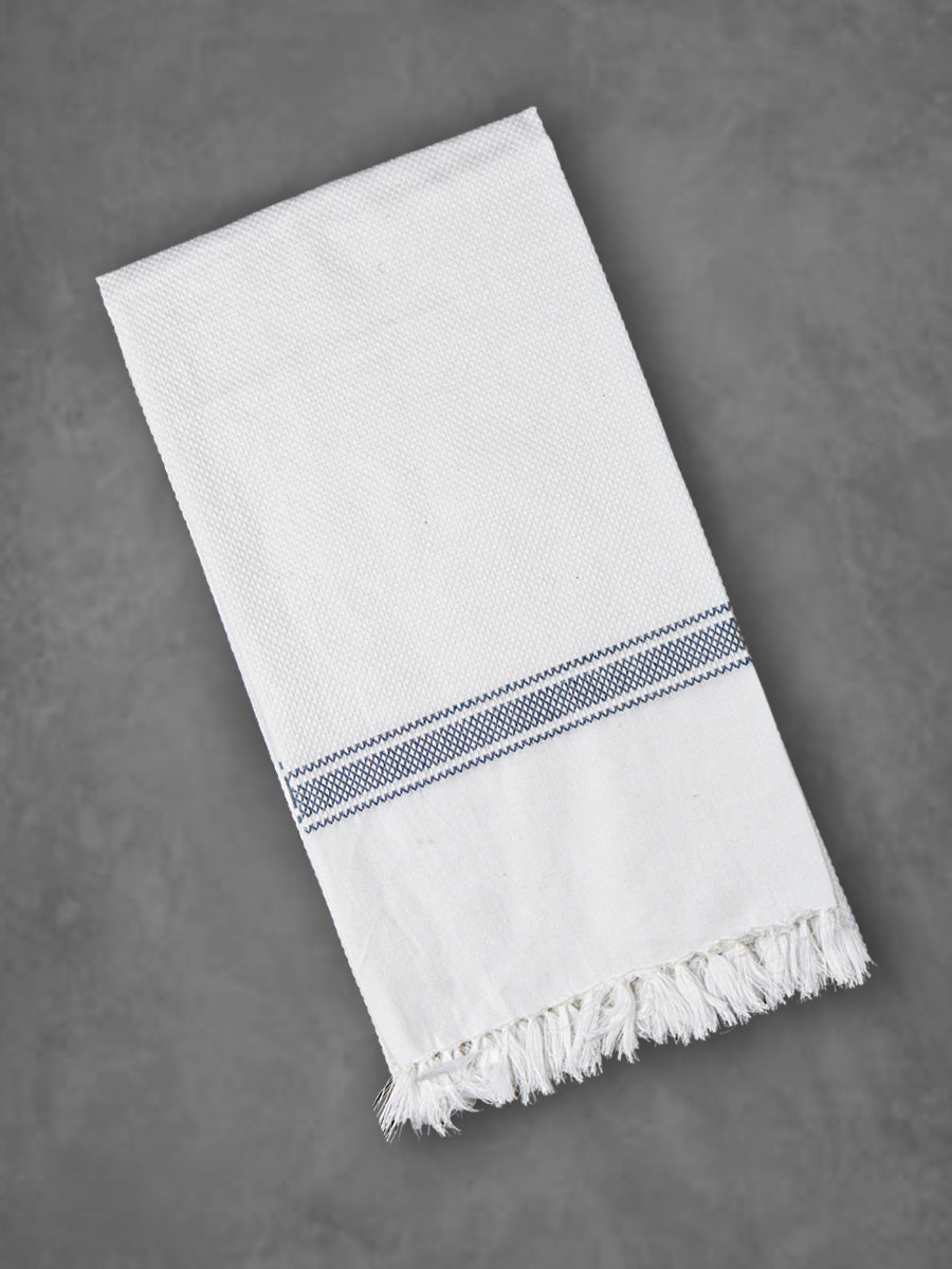 100% Premium Cotton Fast Absorbent White Bath Towel 1048 -Blue