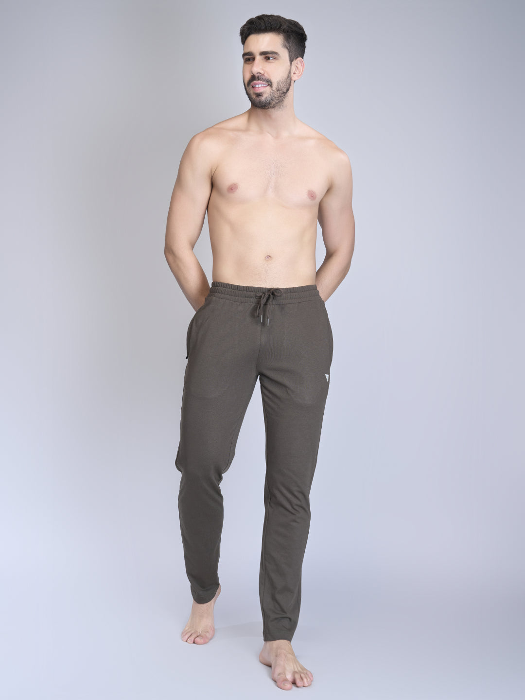 Men Combed Cotton Rich Track Pant with Side Pockets Olive Green ETK7