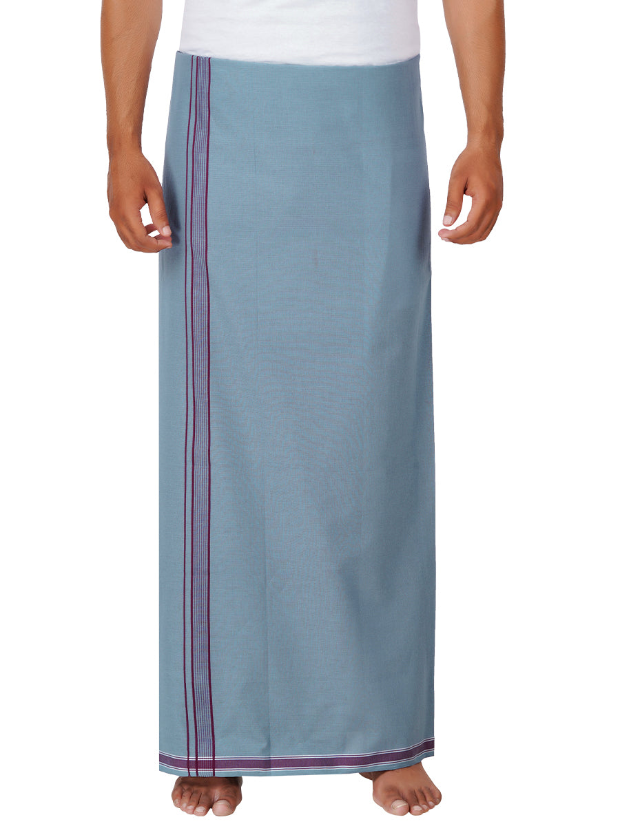 Mens Grey Lungi with Fancy Border Charming Line Colour 3