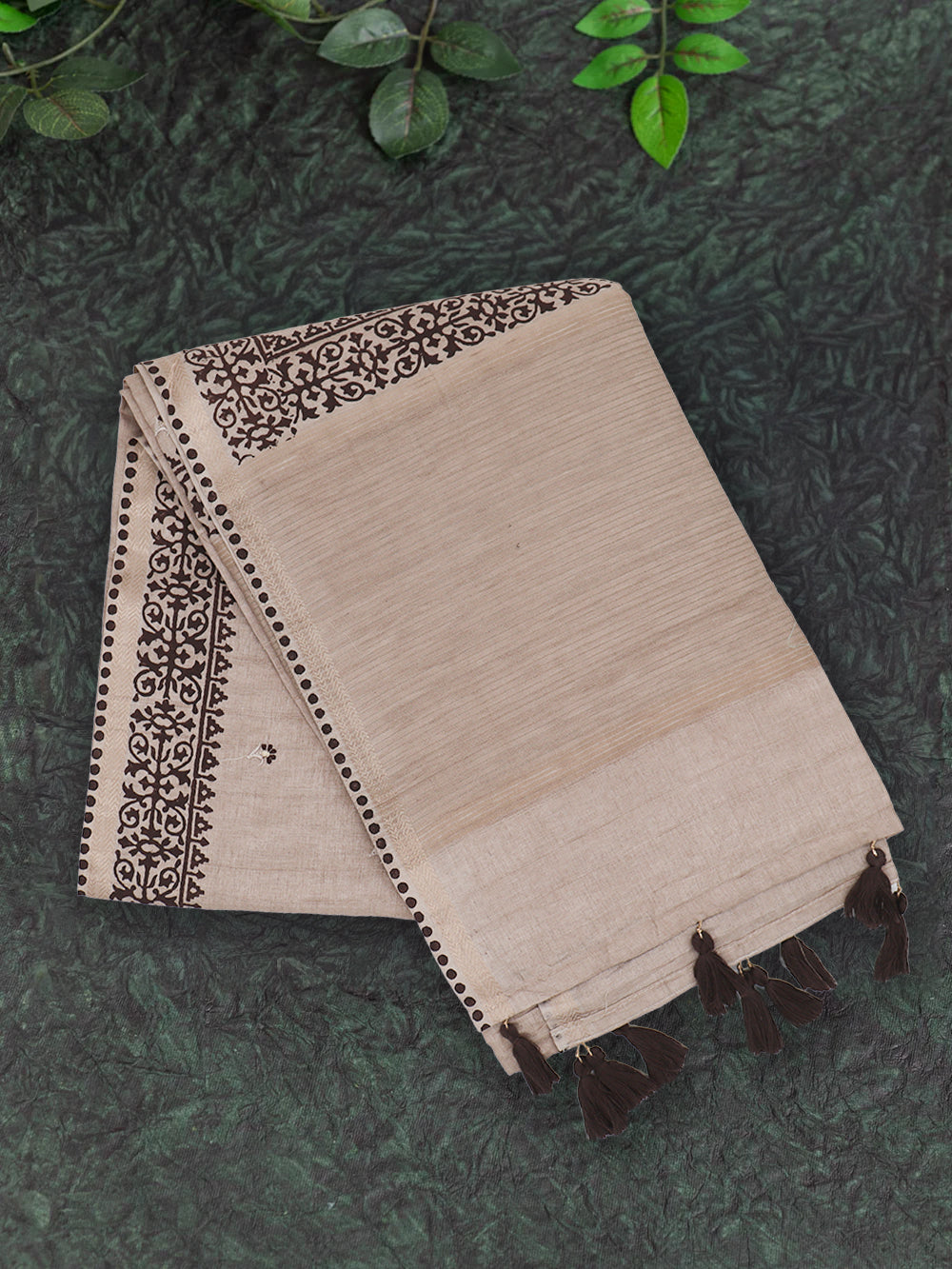 Women Semi Raw Silk Saree Brown SRS102