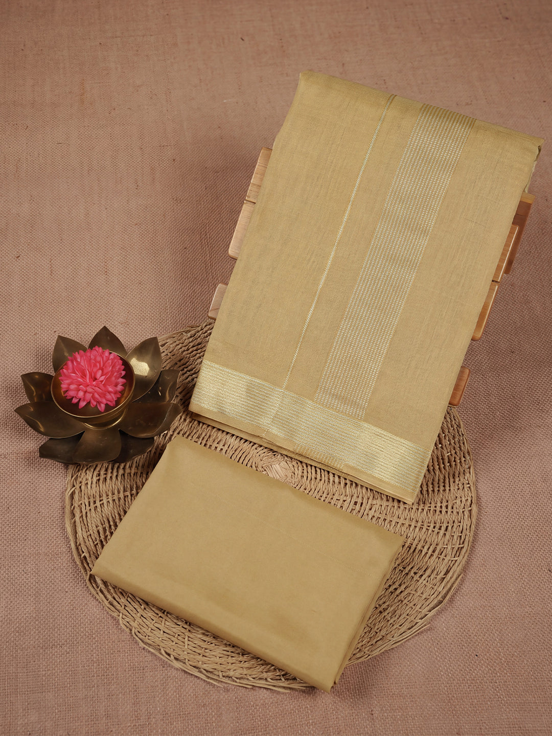 Bamboo Gold Dhoti & Shirting Set (2 in 1) - Golden Harmony