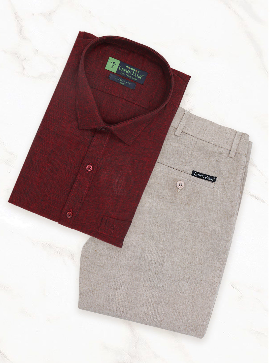 Mens Pure Linen Shirt and Linen Cotton Pant Combo L30