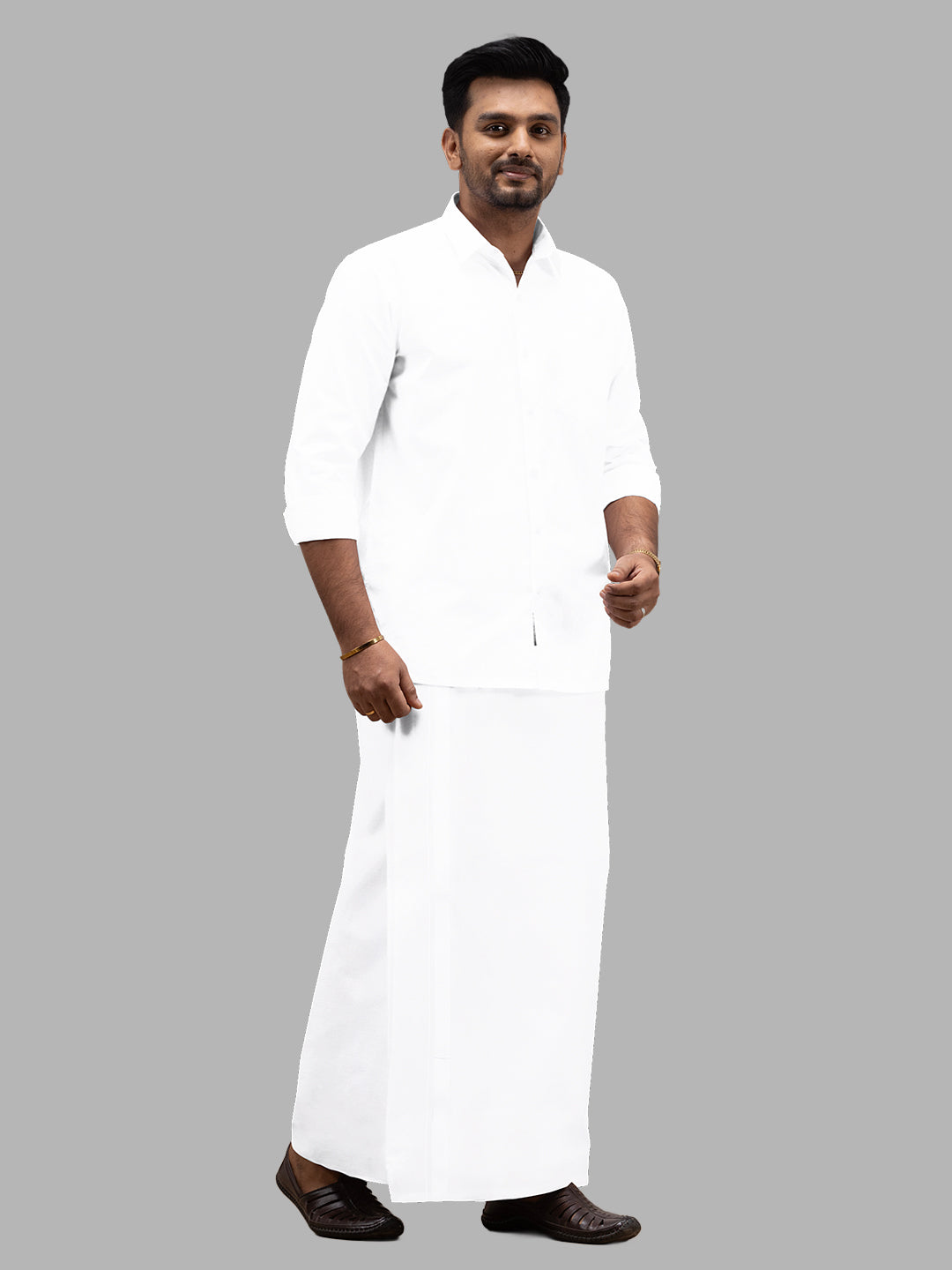 Men 100% Cotton Double Layer White Prayer Dhoti Rin Win Spl