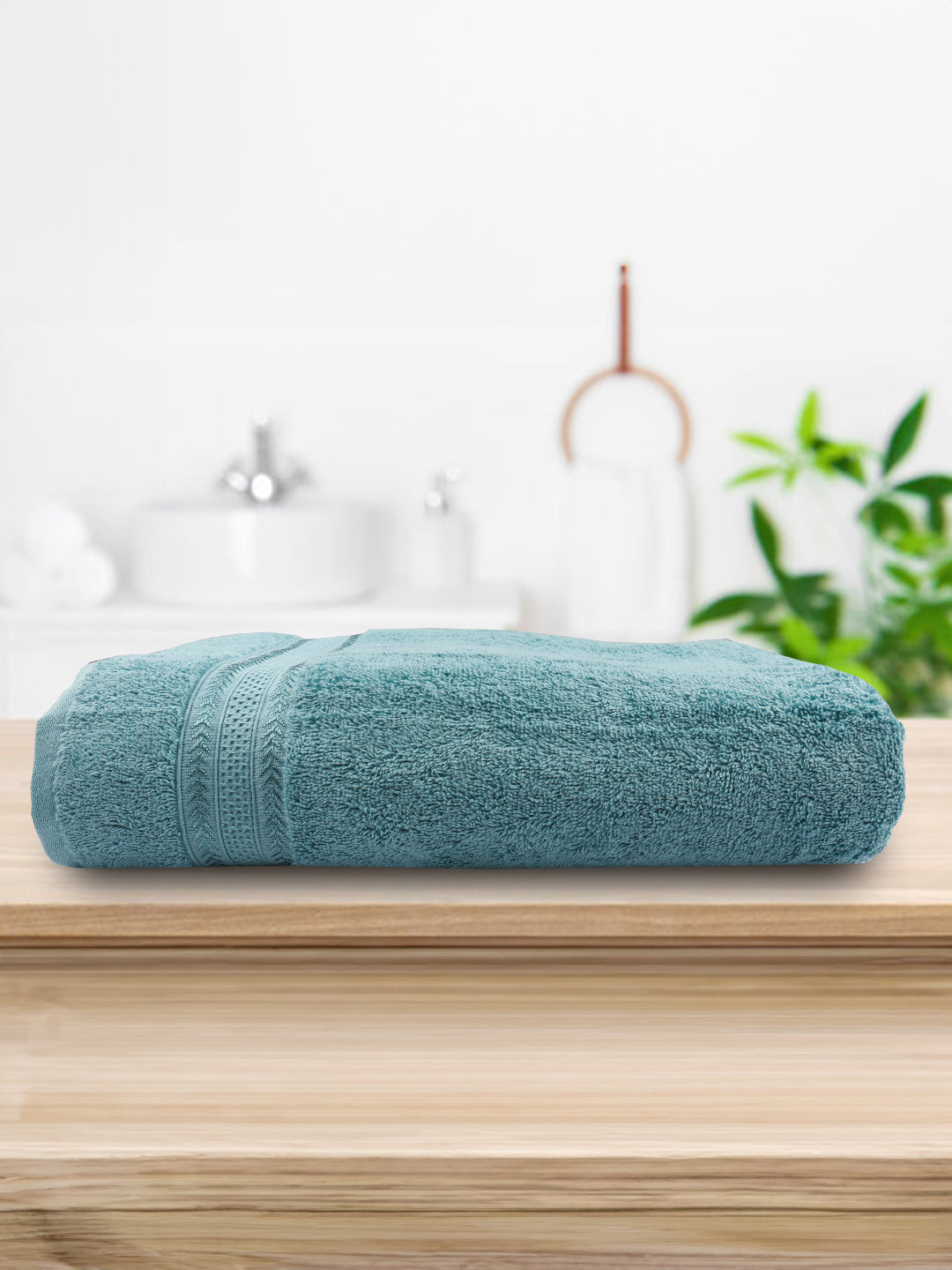 Highly Absorbent & Quick Dry Cotton Bamboo Terry Towel Set – Blue Hand, Face & Bath Towels (Pack of 3)