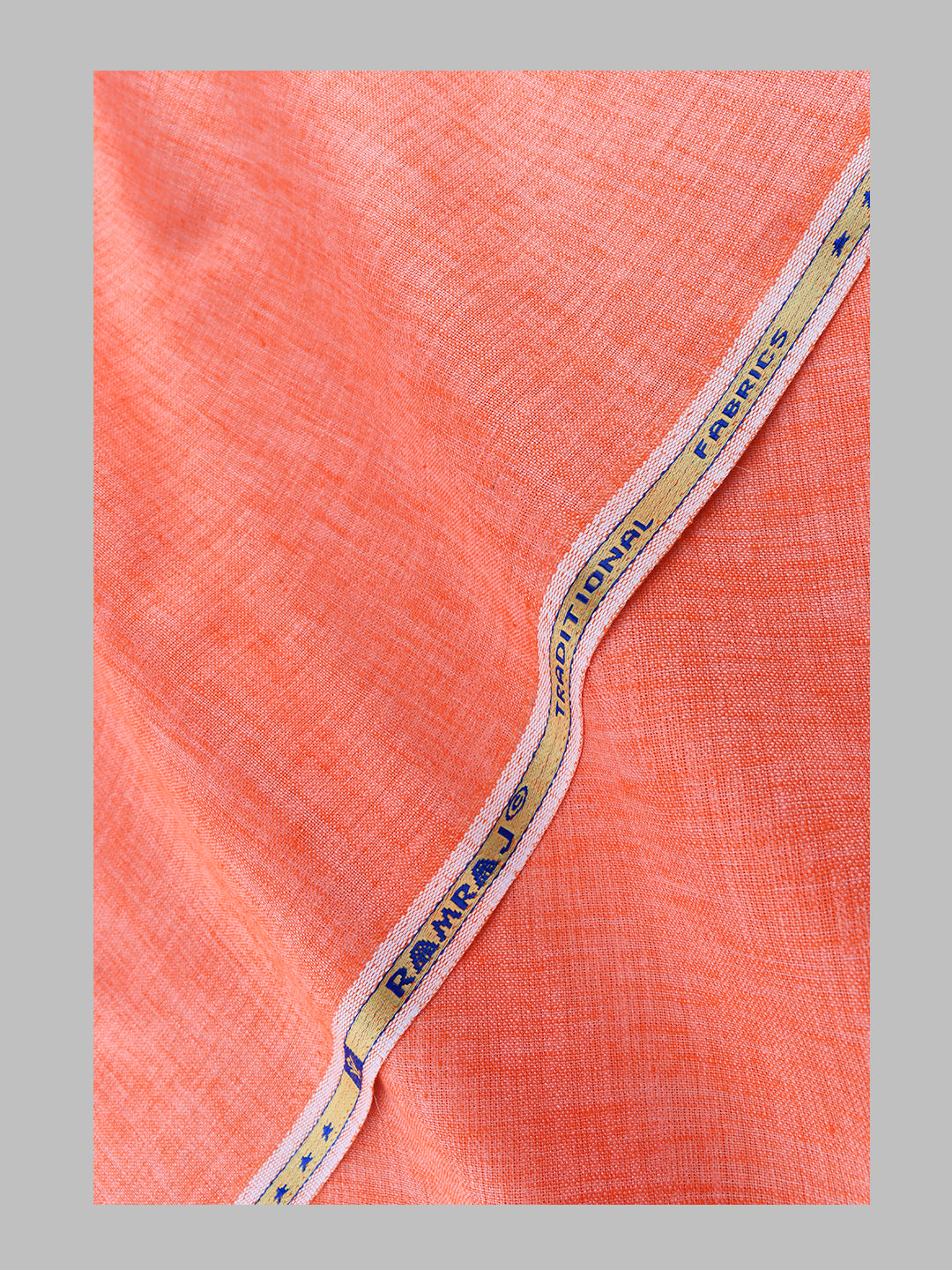 Boys Cotton Blend Pinkish Orange Self Design Shirt and Kurta Fabric Lampus