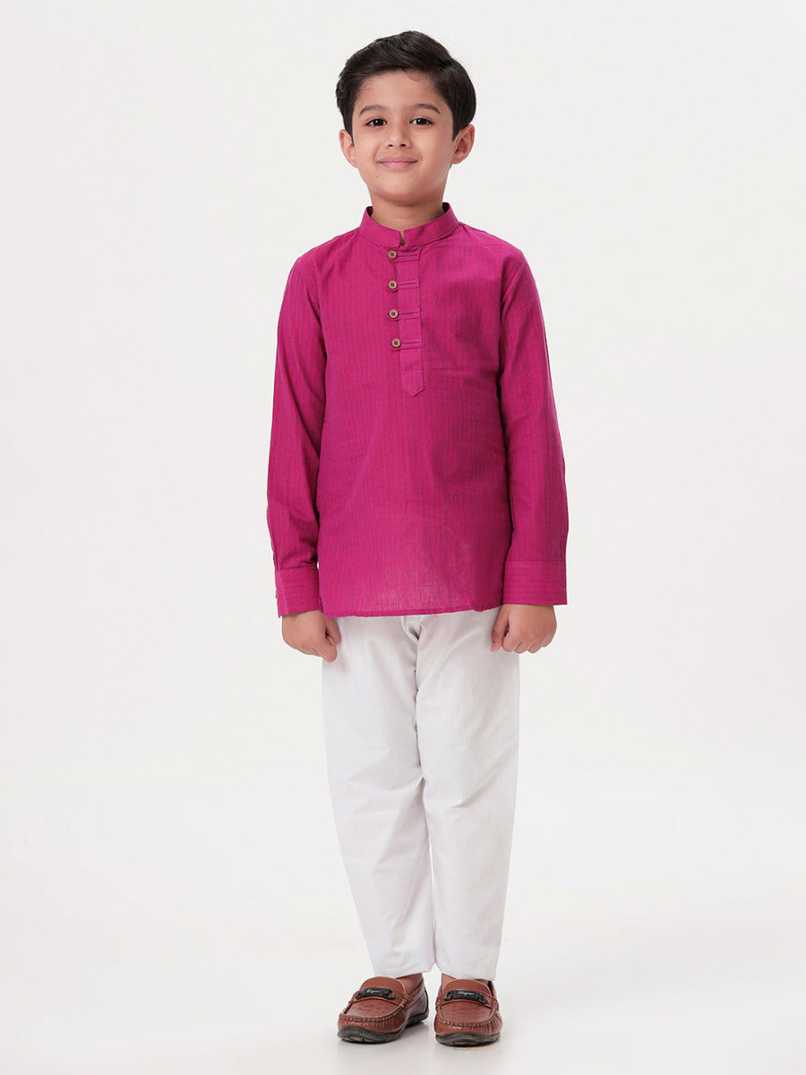 Boys Breeze Cotton Full Sleeves Purple Kurta-Full view