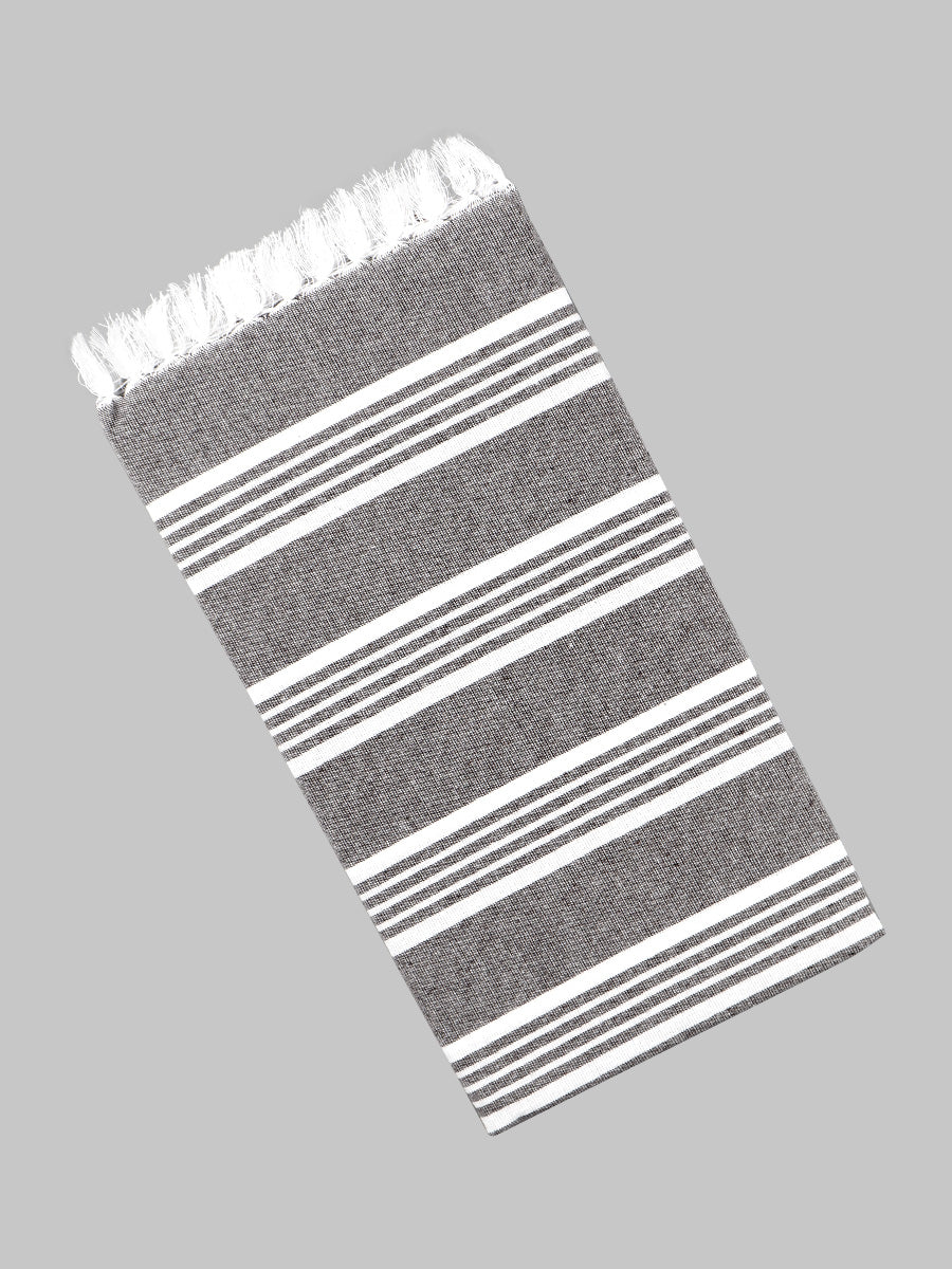 Saaral Cotton Colour Bath Towel (Pack of 2)-Black