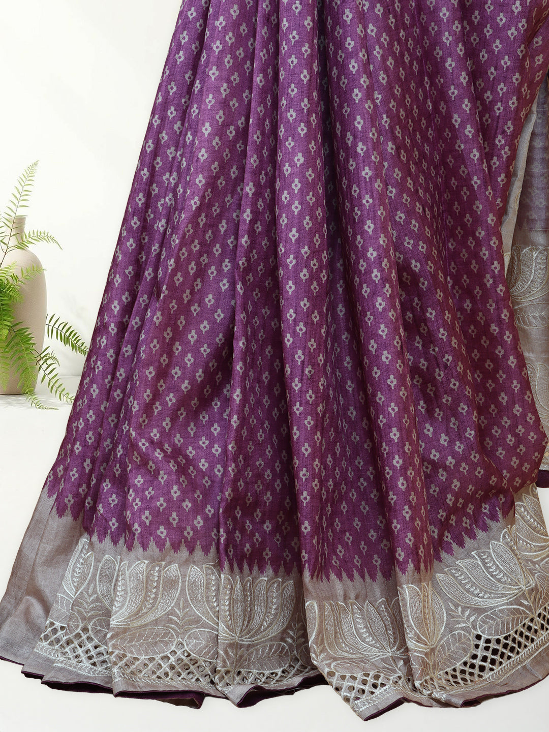 Women Violet Semi Tussar Saree ST279