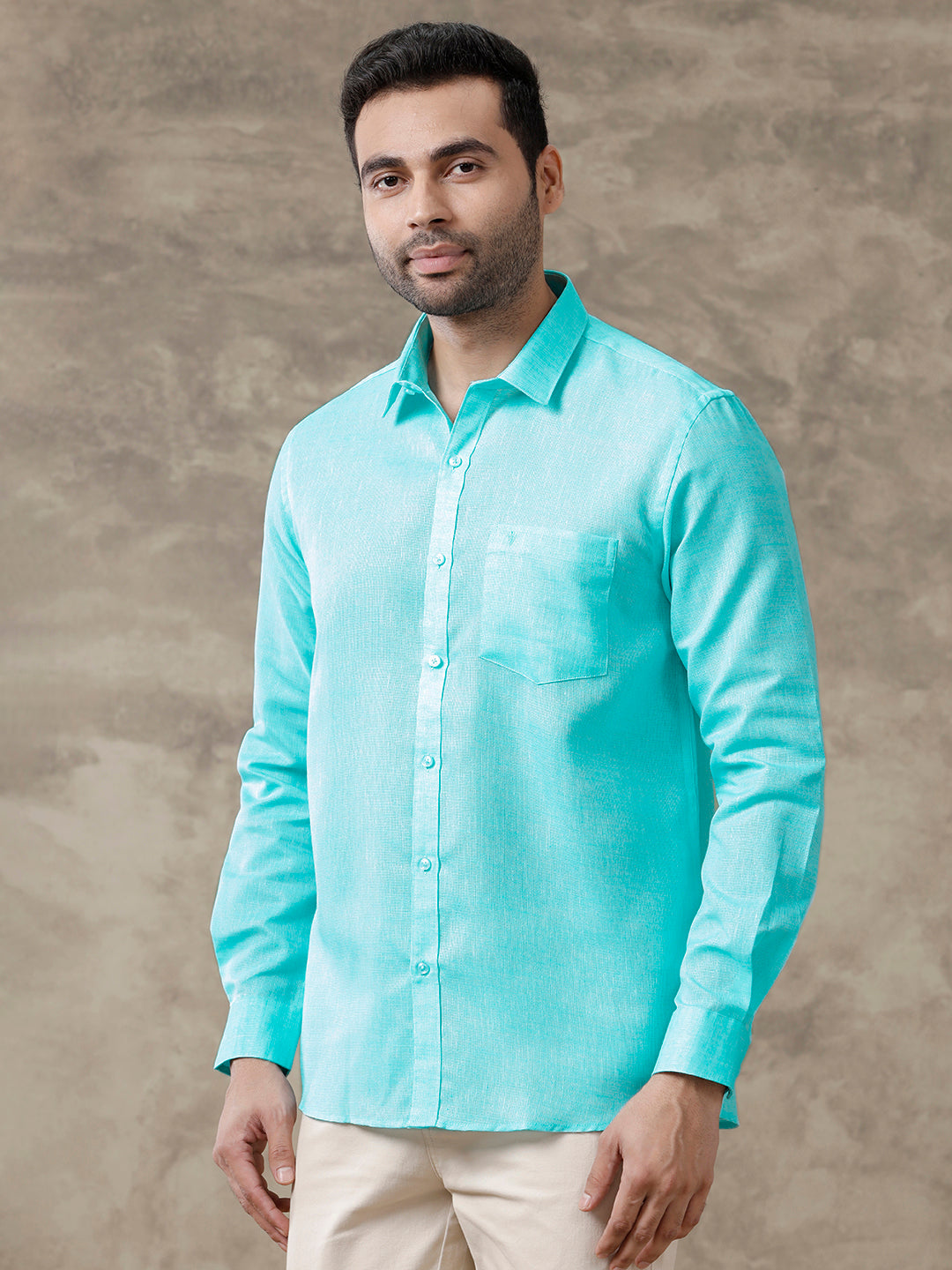 Men Cotton Blend Shirt Sky Blue T3 CV10