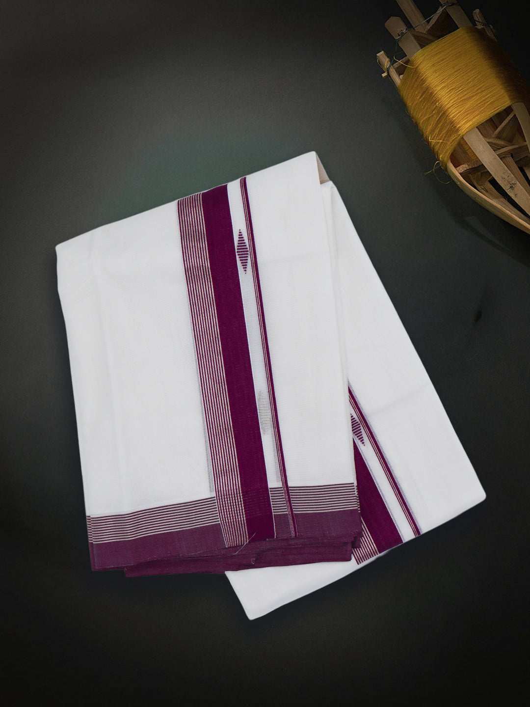 Men Premium Handloom White Dhoti with Fancy Border HLM66