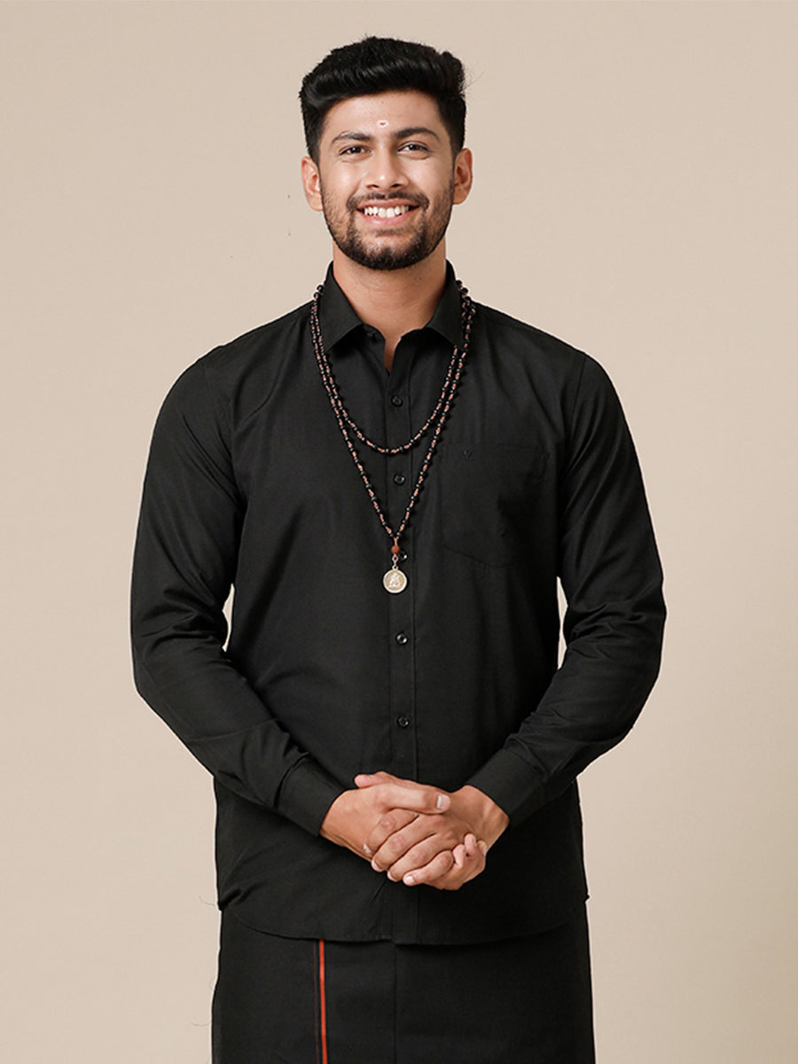 Men Cotton Rich Shirt Devotional Culture Club Black