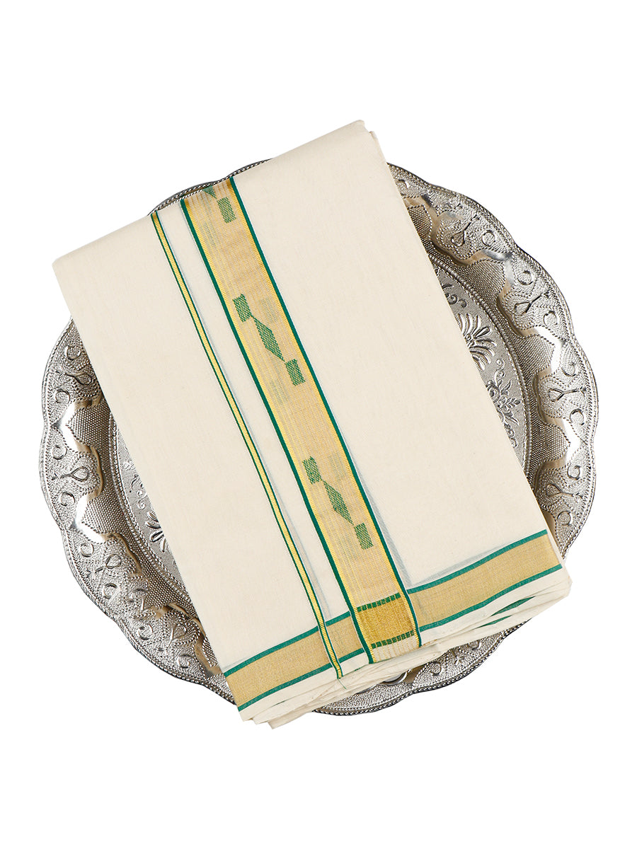 Men Premium Handloom Double Dhoti with Fancy Jari Border 110041