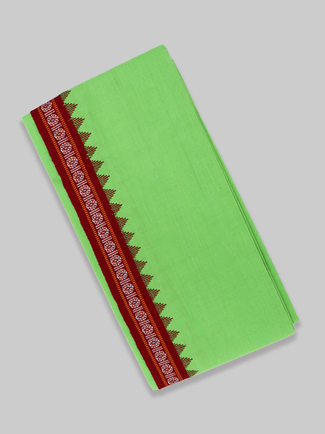 Men Fancy Border Angavastram Towel P.Green