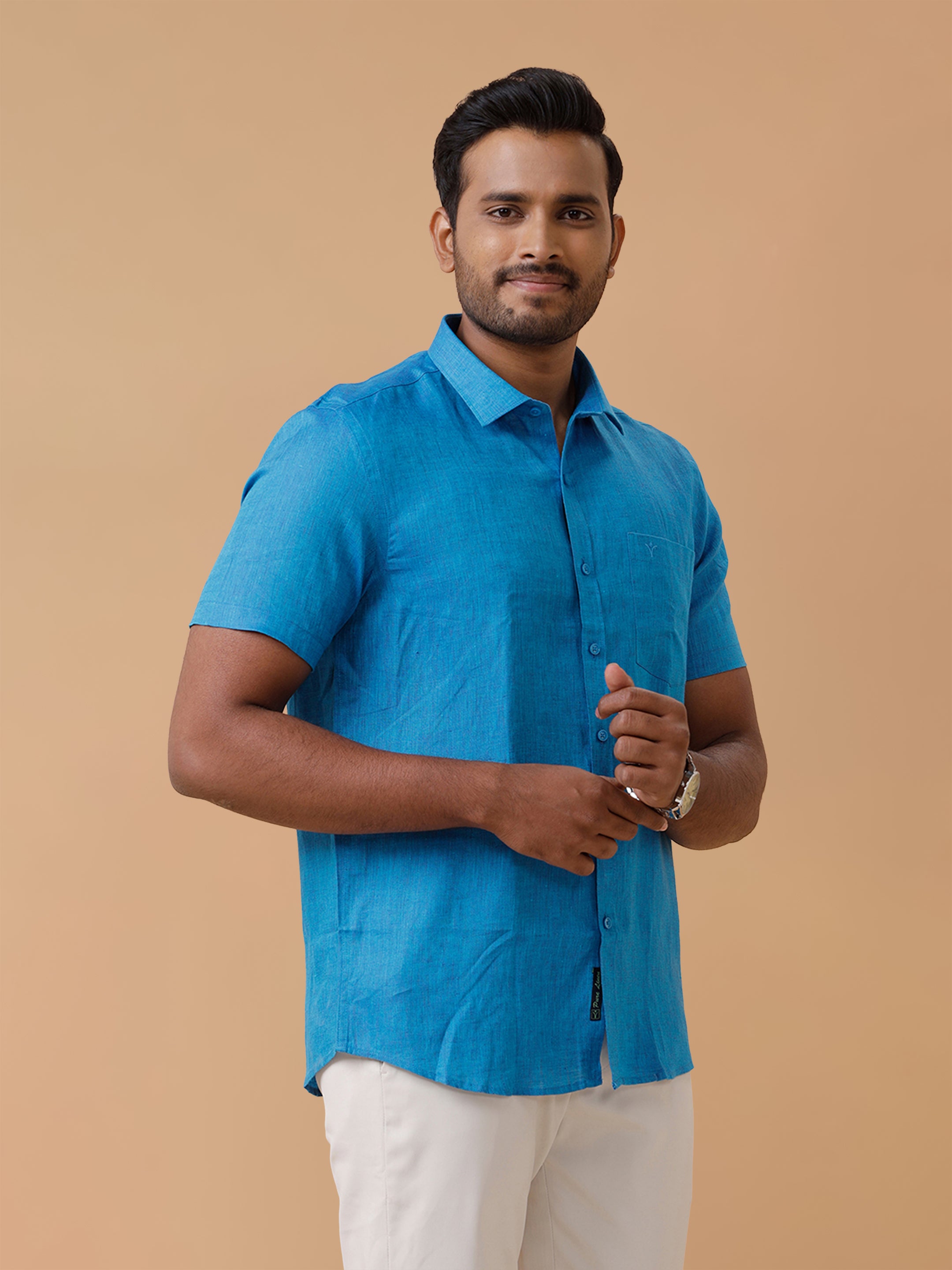 Pure Linen Bondi Blue Smart Fit Shirt L67