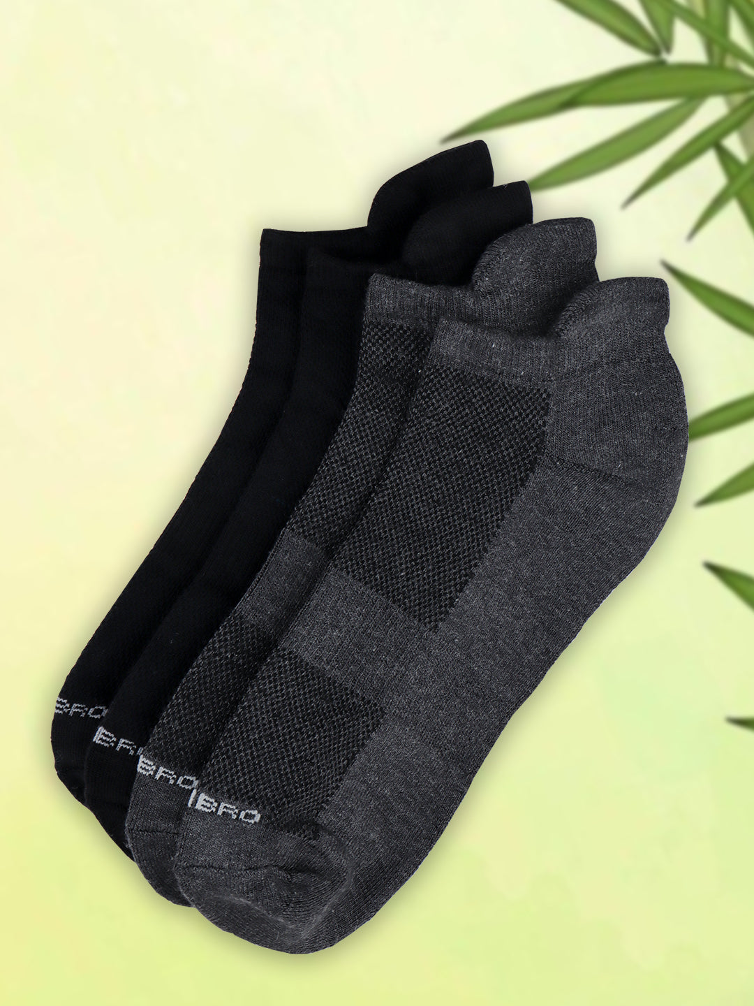 Men Bamboo Sports Low Socks Black & Charcoal SLD2
