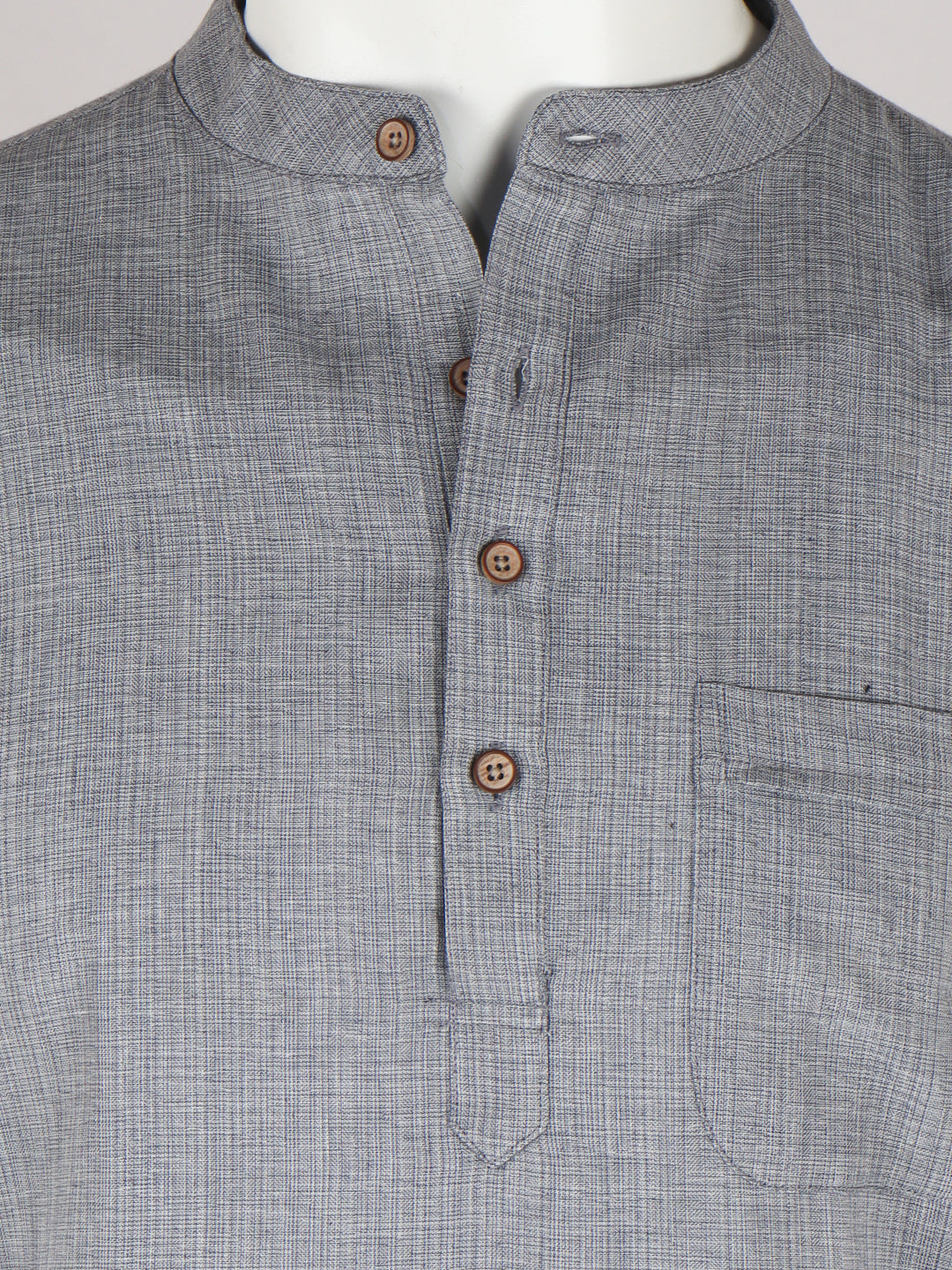 Men Cotton Short Length Plain Pocket Kurta Blue Grey PC23