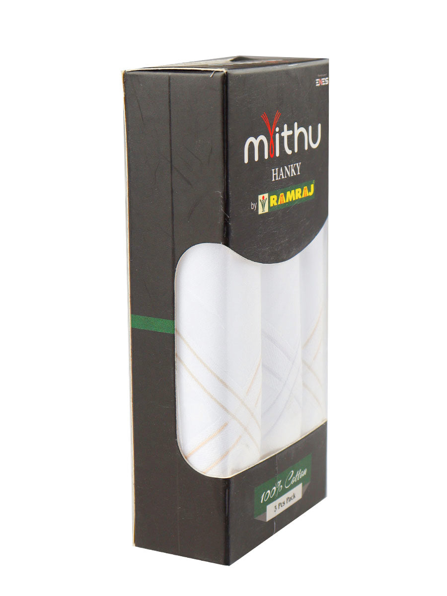 Cotton White Hand Kerchief 2700 (3 in 1)-Side view