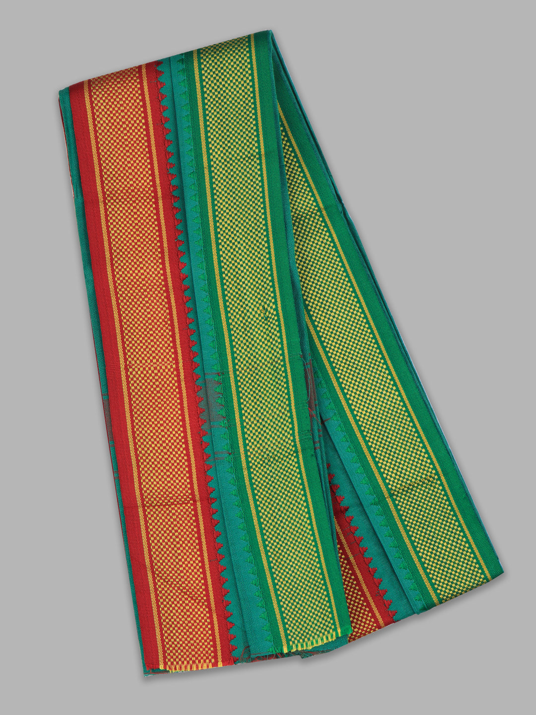 Men Mayikhan Border Devotional Towel Green (Pack of 2)