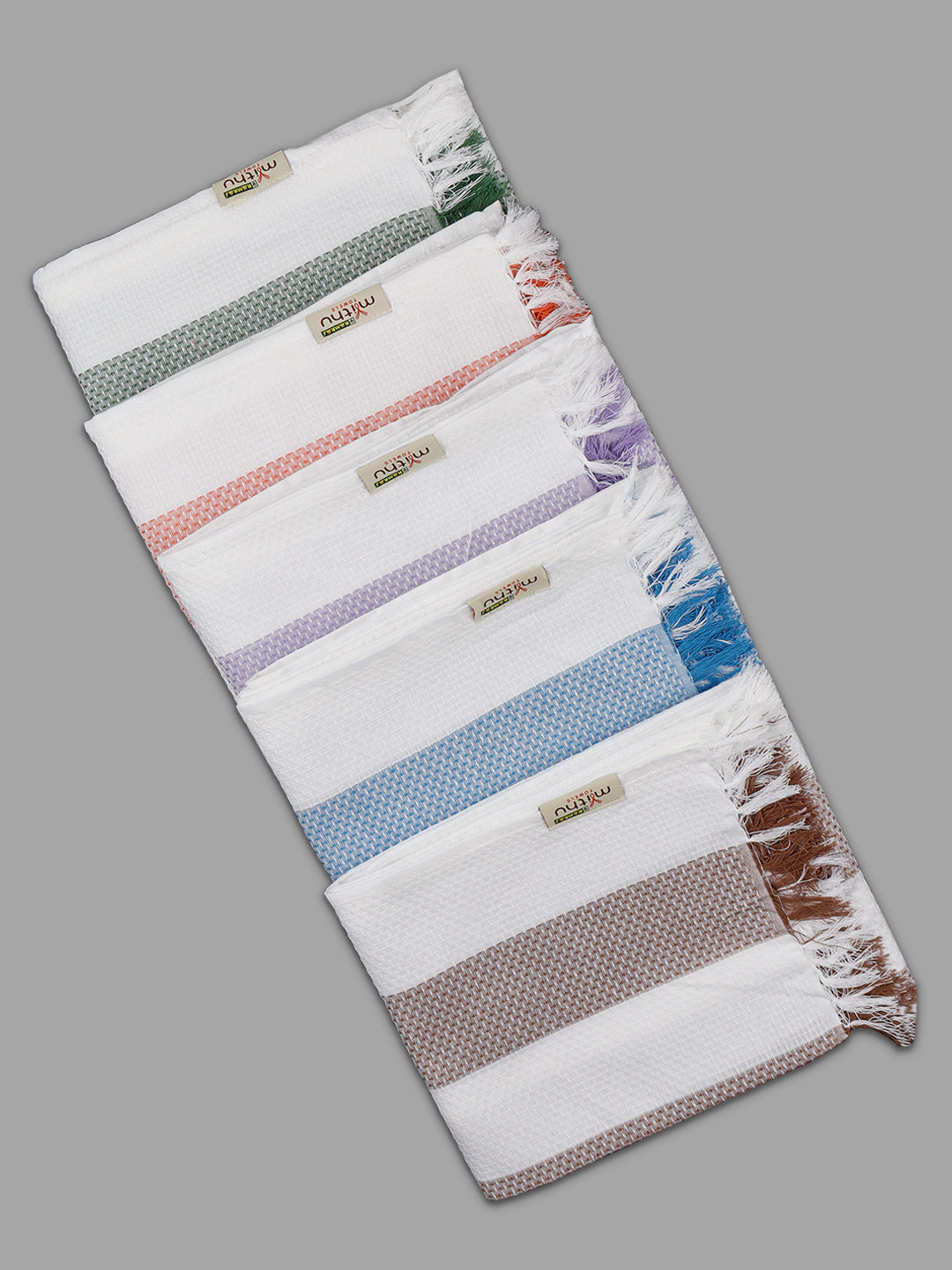 100% Cotton Self Designed Family Bath Towel Signature 1131 (Pack of 5)