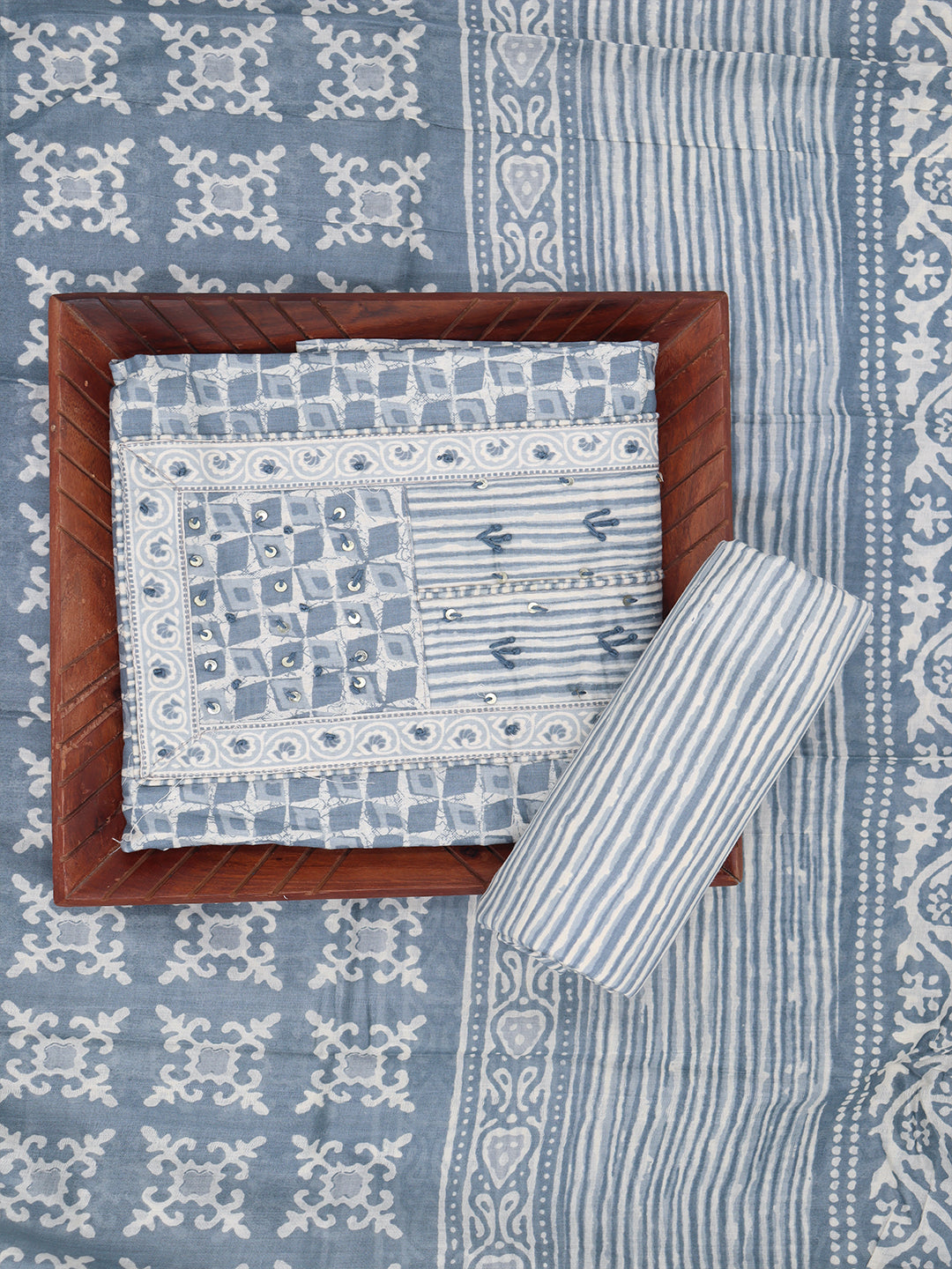 Women Pure Cotton Dress Material Grey DM329