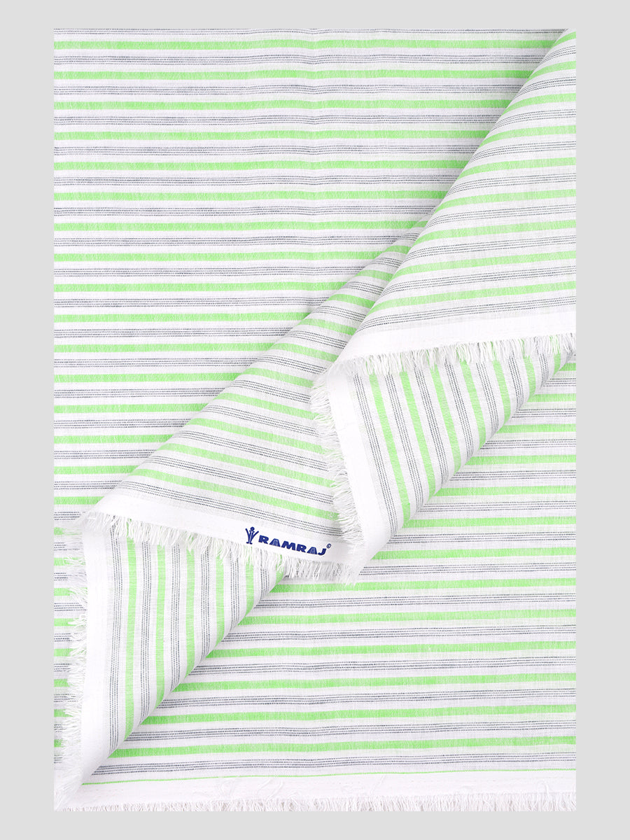 Cotton Green with Grey Striped Shirt Fabric Infinity