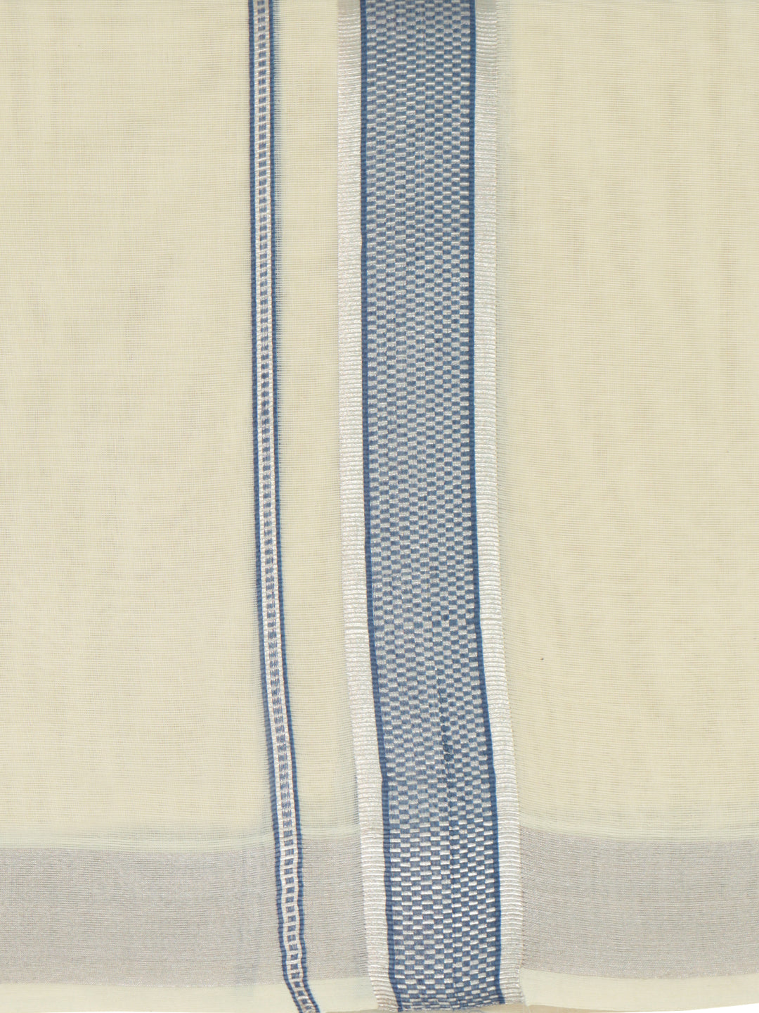 Double Layer Giza Cotton Cream Kora Dhoti with Colour Jari Border - LC39