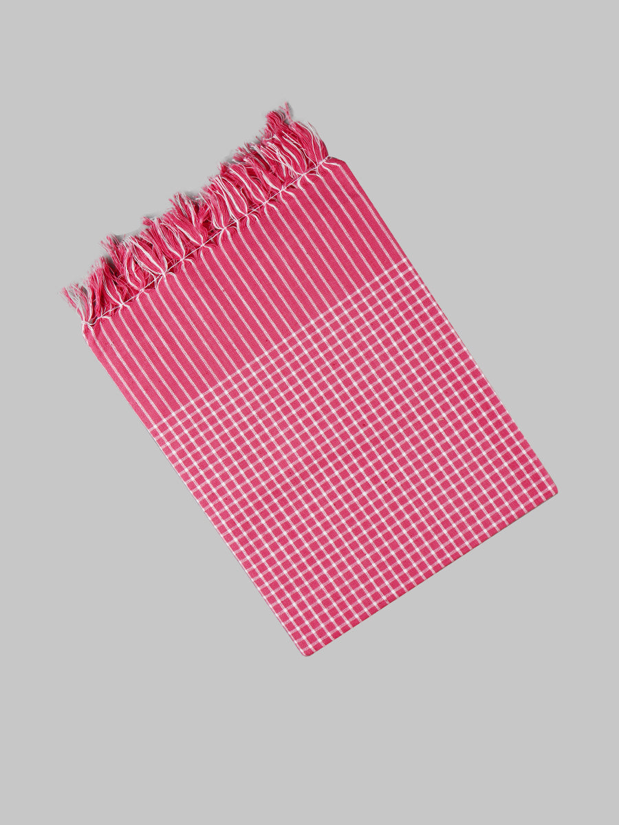 Hero Checked Towel Colour (2 PCs Pack)-Pink