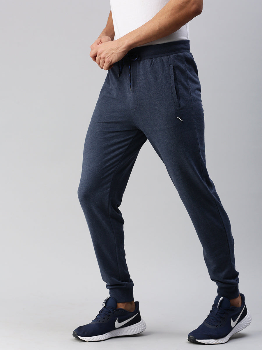 Super Combed Cotton Rich Blue Melange Jogger pants