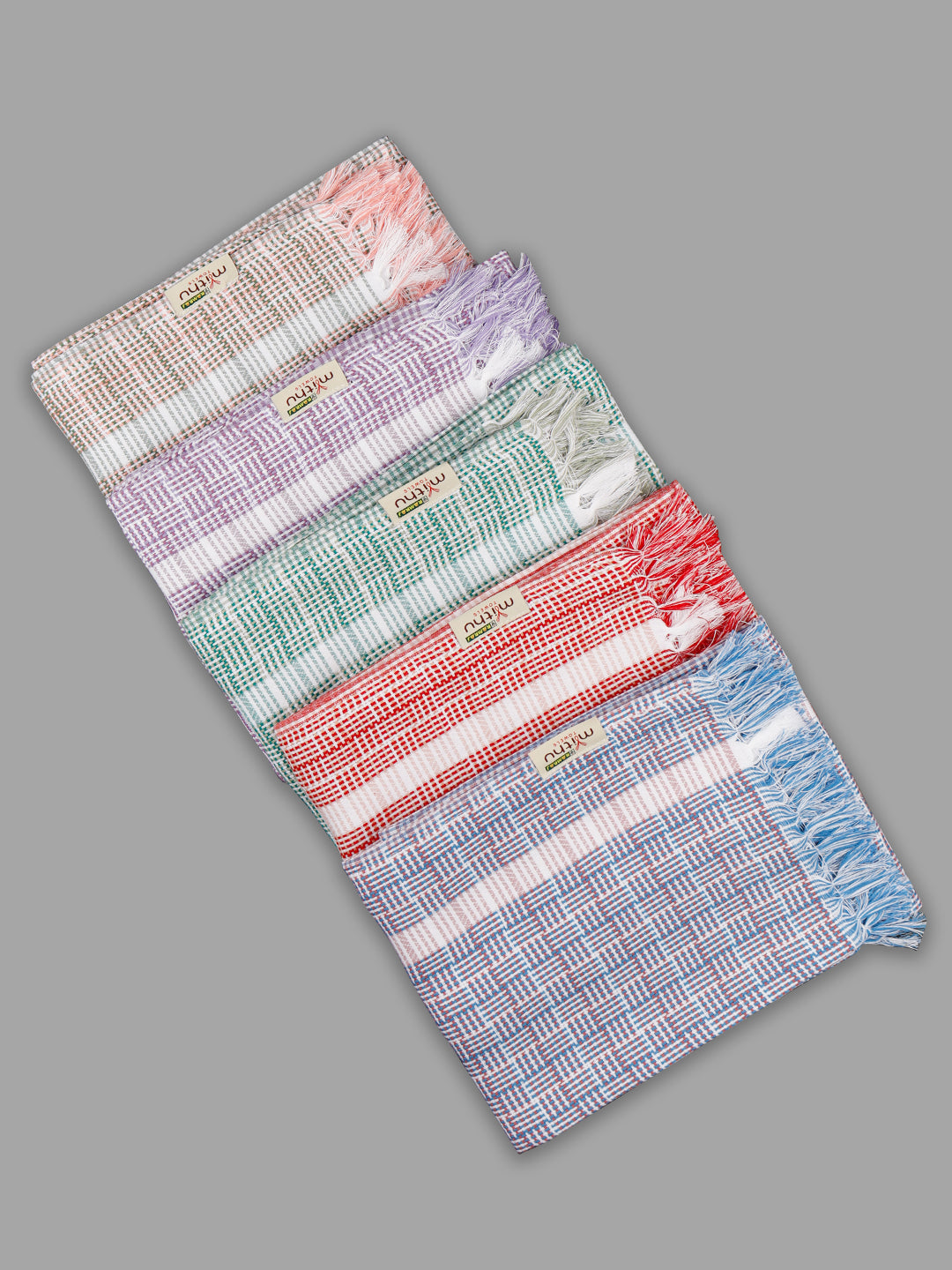 100% Cotton Self Designed Family Bath Towel Signature 1132 (Pack of 5)