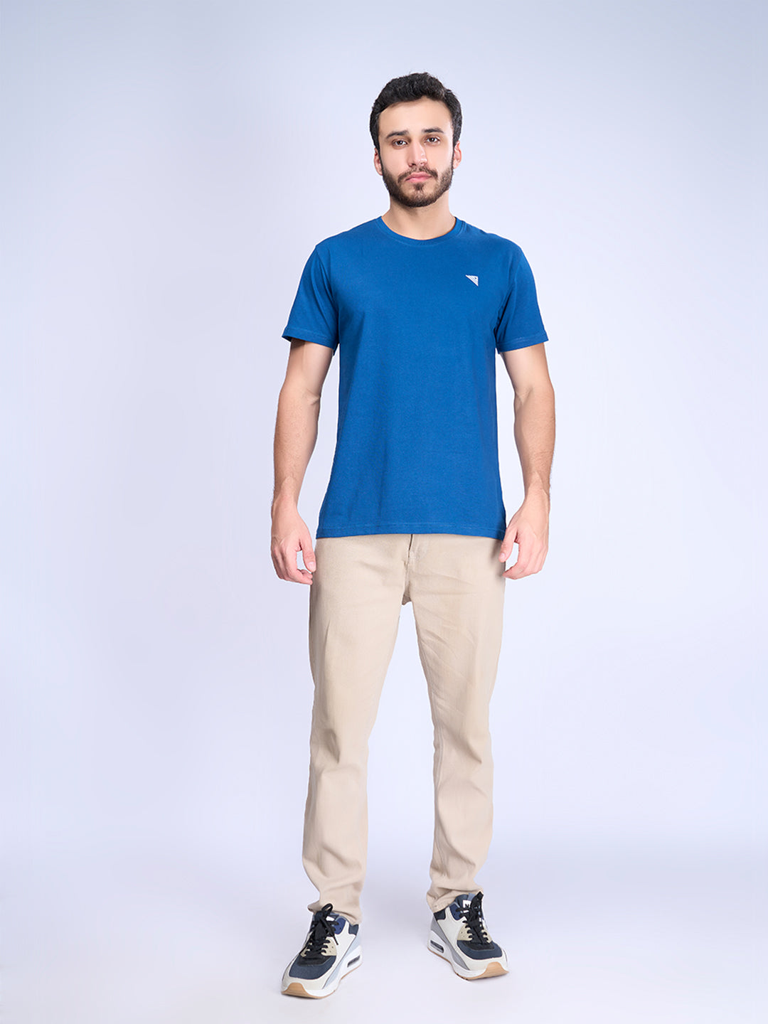 Mens 100% Cotton Petrol Blue Half Sleeves Expert Tee - ET3