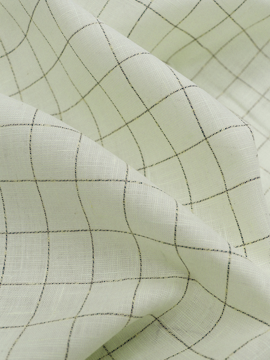 Men Linen Rich Light Green Checks Shirt Fabric Prime