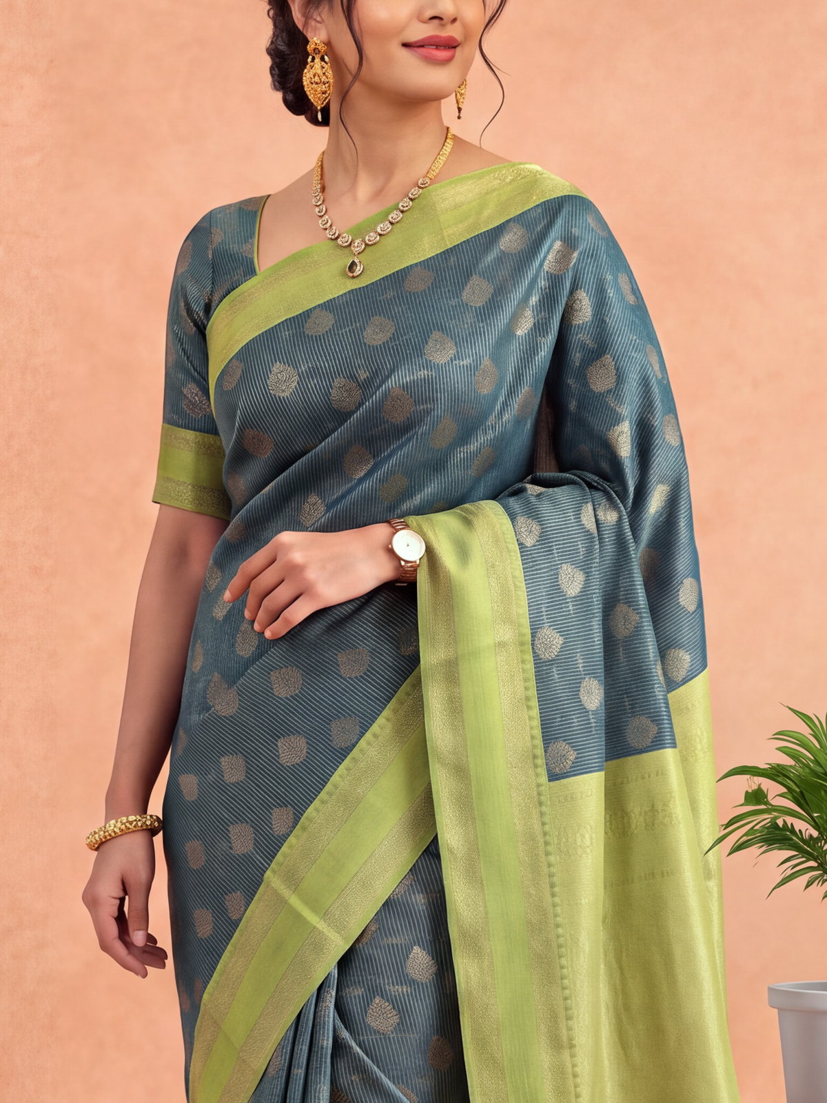Women Art Silk Bottle Green Saree ASS158
