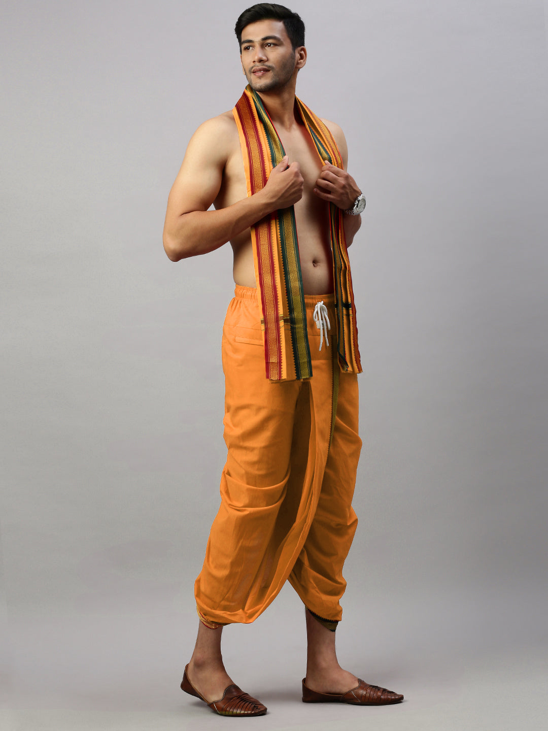 Men Readymade Panchakacham & Towel Set Kaavi Naivedhya