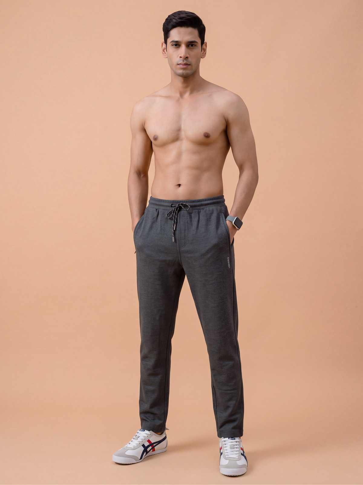 Cotton Rich Aeroflex Structured Charcoal Melange Track Pants AFT5