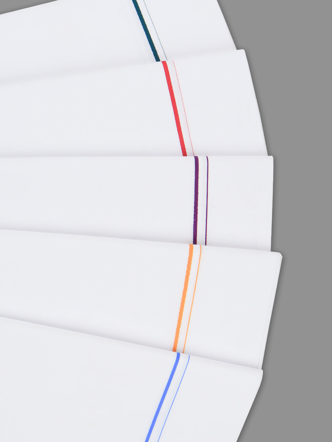 Men Cotton Blend Single Layer White Dhoti with Assorted Border