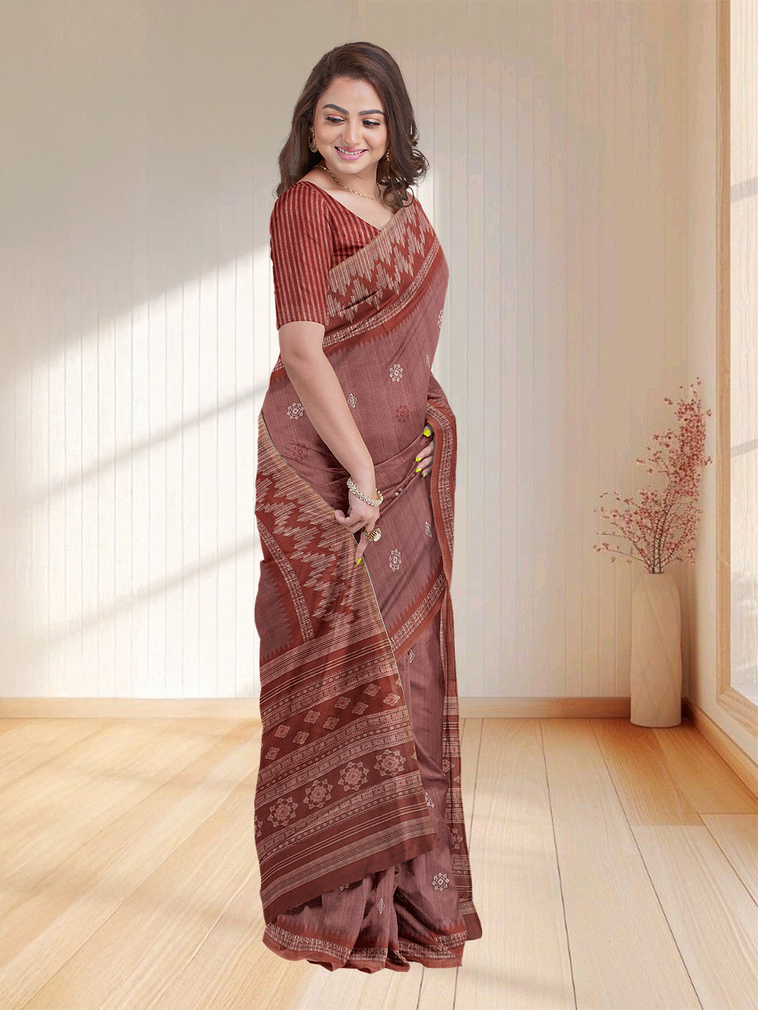 Women Desert Pink Semi Tussar Saree ST244