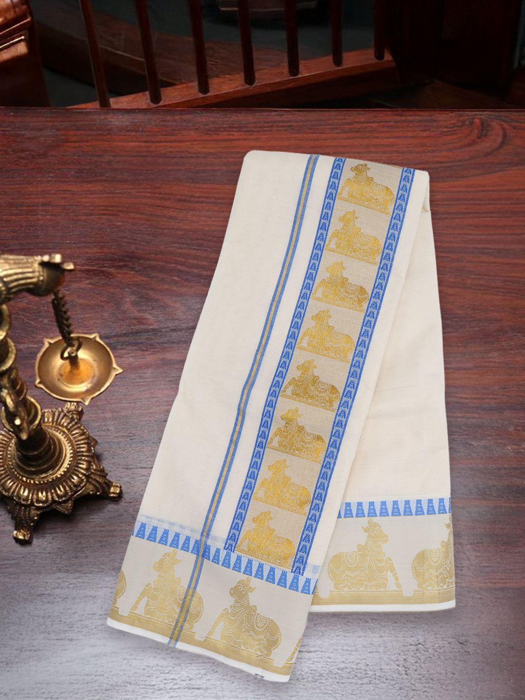 Men Kora Cotton Fancy Jari Border Panchakacham with Angavasthram (9+5)