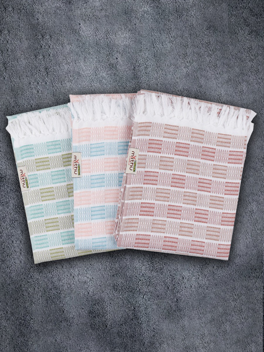100% Cotton Checked Family Bath Towel Signature 1108 (Pack of 5)