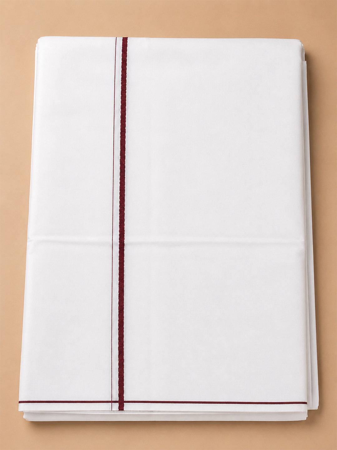 Single Layer Cotton Blend White Dhoti with Small Border - Kiruba KB01