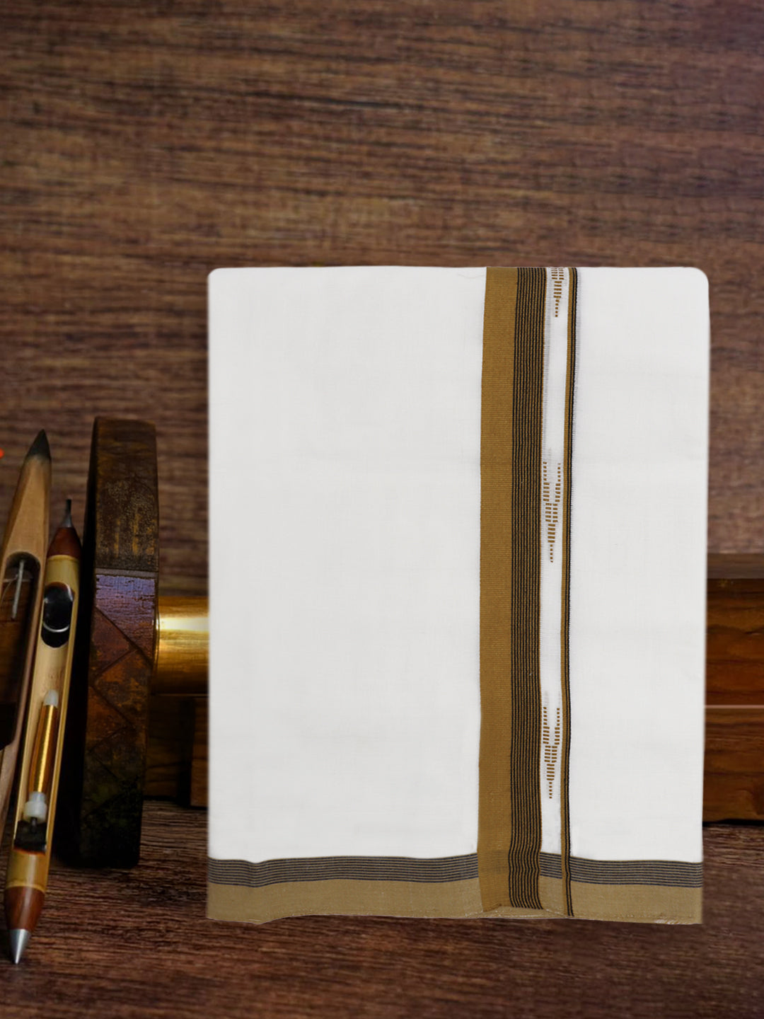 Men Premium Handloom White Dhoti with Fancy Border HLM100