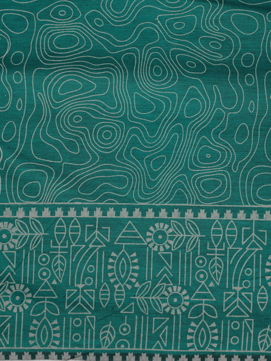 Women Pure Cotton Green Printed Saree PCS282