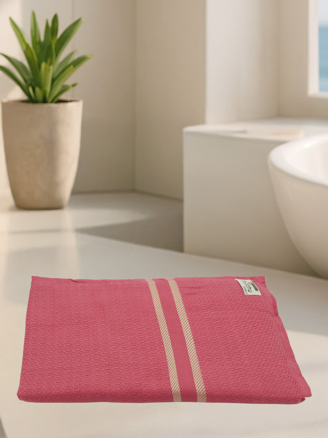 100% Cotton Self Designed Bath Towel Red Magnus MCB09