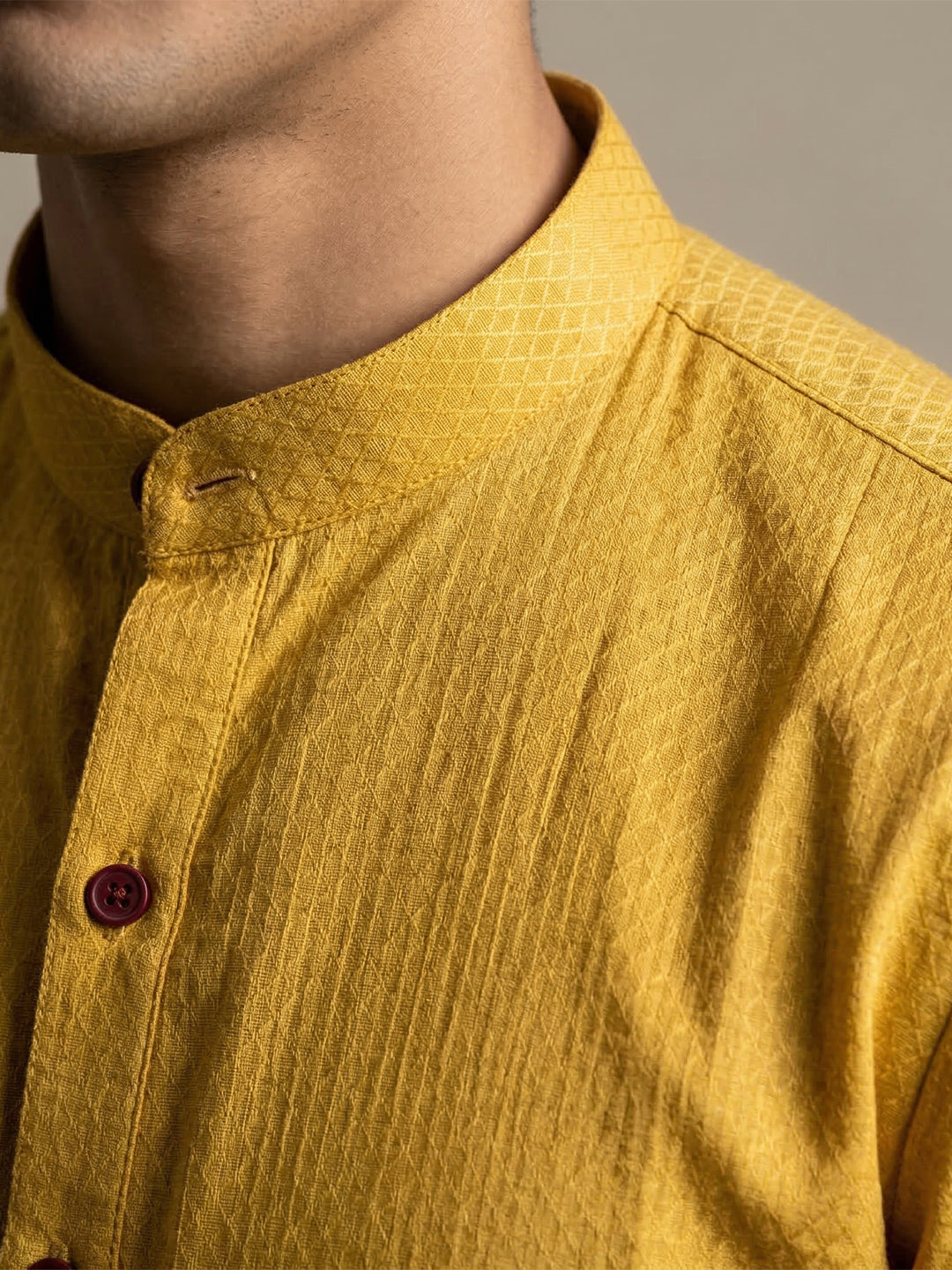 Cotton Medium Length Printed Pocket Kurta Mustard Yellow MHJ2