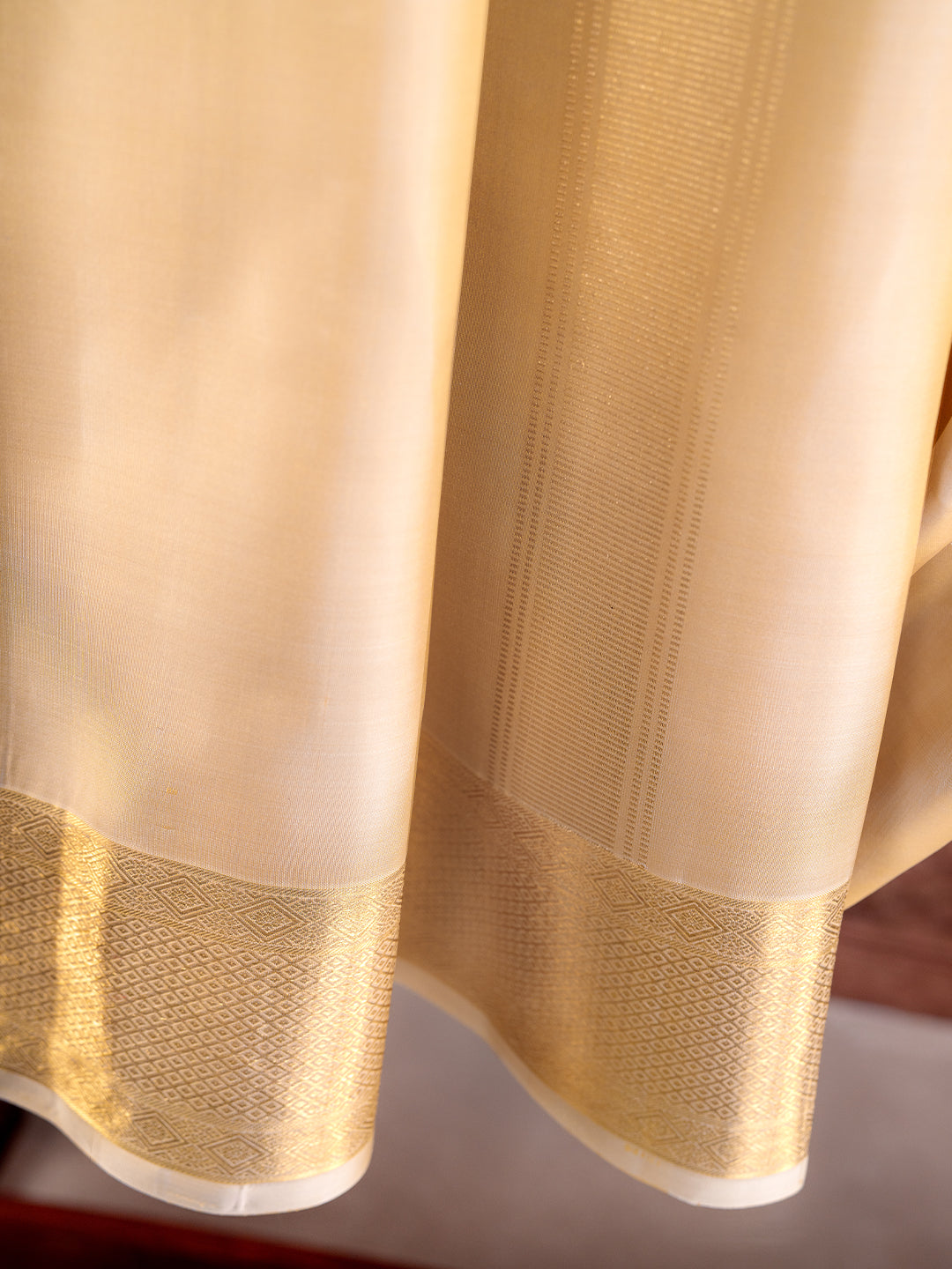 Pure Silk 4" Fawn Wedding Dhoti & Towel Set – Amirtham Plain Dhoti