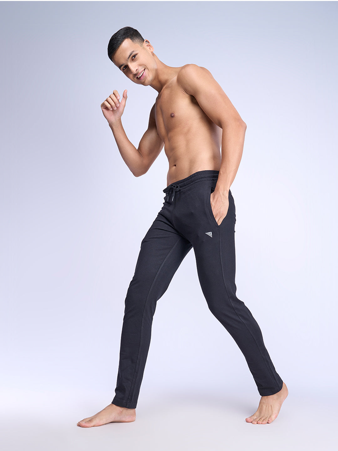 Men Combed Cotton Rich Track Pant with Side Pockets Black ETK1