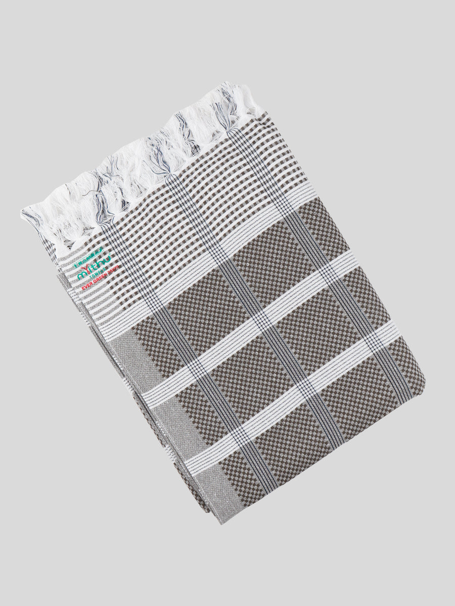 Evergreen Special Checked Bath Towel Colour-Grey