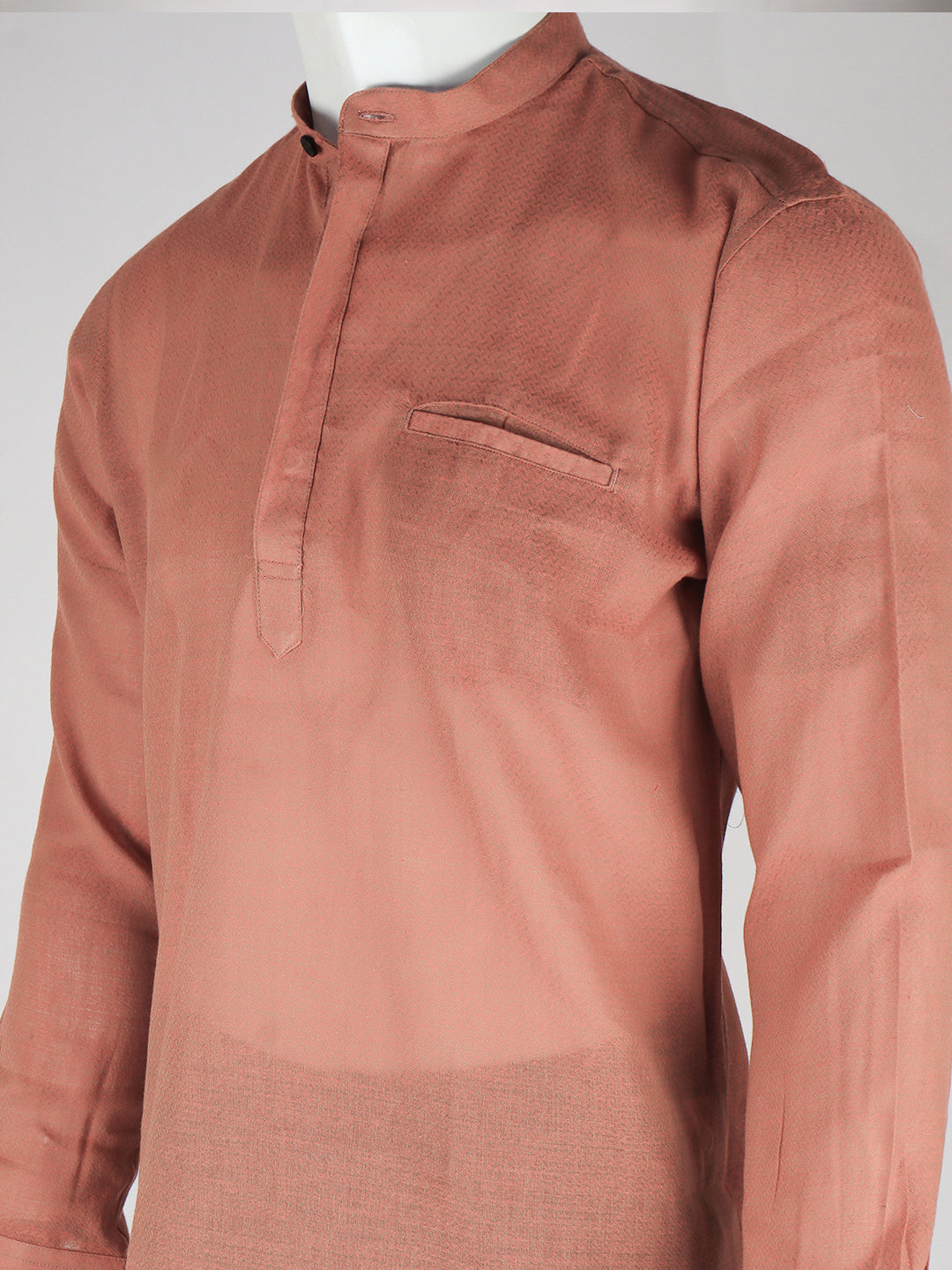 Men Peach Short Length Pocket Kurta with Black Dhoti Set RJ43