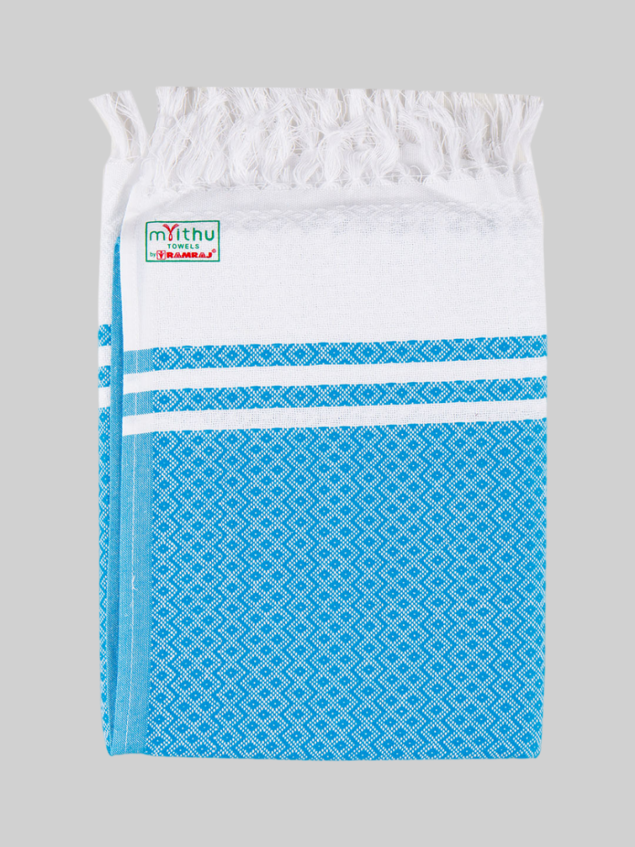 100% Cotton Diamond Design Bath Towel Diamond Plus - Aqua blue