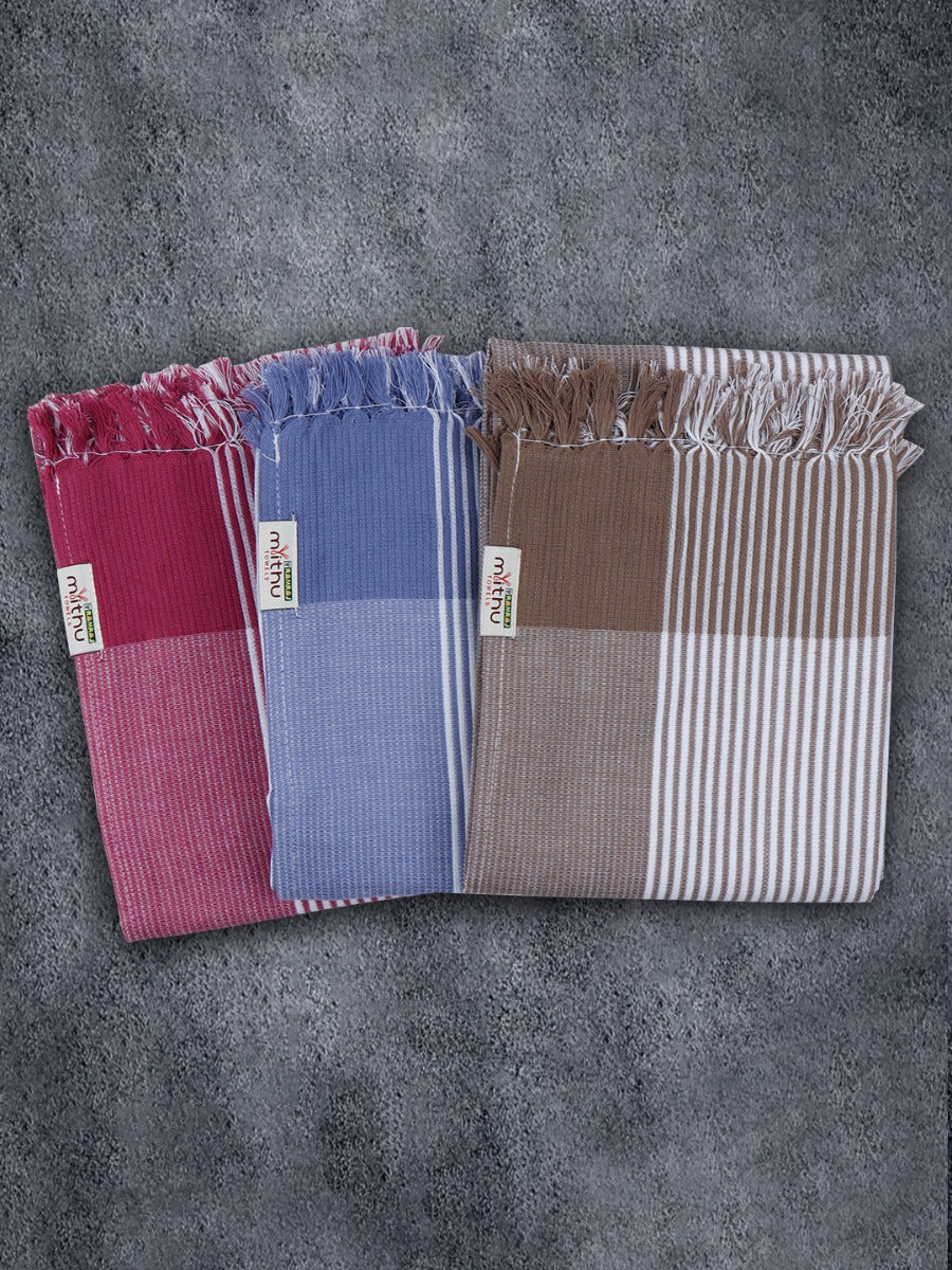 100% Cotton Signature Striped Bath Towel 1107 (Pack of 3)